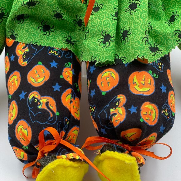 Halloween Pumpkin Head Doll Treat Candy Bucket Seated Handmade Vintage Decor - Picture 4 of 9